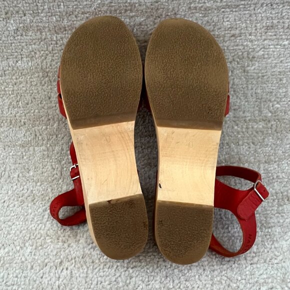 Swedish Hasbeens Red Strappy Clogs Sandals Shoes 40 - Picture 9 of 11
